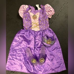 Rapunzel costume, including shoes and tiara. Size 4-6X.
